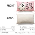 thumbnail image 5 of Halloween Pillow Covers 12x20 inch White Ghost Hey Boo Decor Pink Halloween Lumbar Pillow Covers Decorative for Halloween Home Decor for Sofa 026, 5 of 6