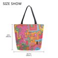 thumbnail image 5 of FORMRS Womens Canvas Tote Bag with Zipper Inner Pocket Shoulder Handbag, Art City, 5 of 7