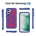 thumbnail image 3 of Samsung Galaxy S23 Phone Case, Phone case Samsung Galaxy S23 Magnetic Case [Compatible with MagSafe] Tough Rugged Matte Slim Shockproof Anti-Fingerprint Anti-Scratch Protective Cover, Blue+Rose, 3 of 9