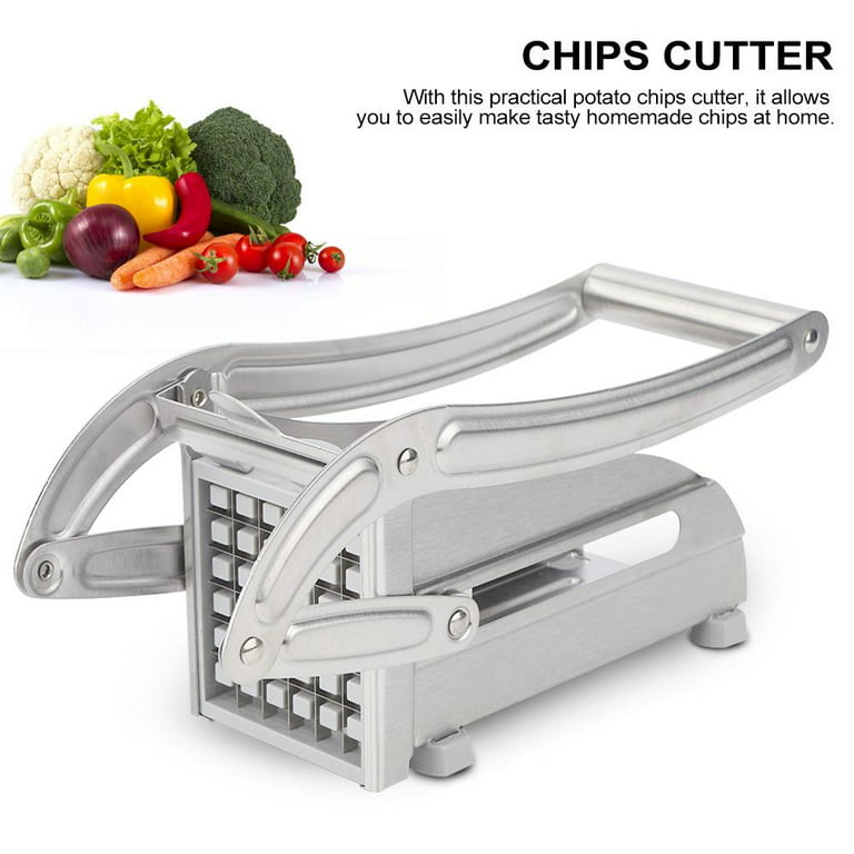 Brrnoo French Fry Cutter Stainless Steel Potato Chipper Vegetable Slicing  Tool Chopper Dicer 2 Blades with Extended Handle for Cutting Potatoes /  Carrots / Cucumbers 