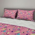 thumbnail image 2 of Geometric Comforter & Sham Bedding Set, Triangles Postmodern Style Inspired Contemporary Pop Art Look Print, 3 pcs Duvet Set Microfiber Filling Quilt, 5 Sizes, Pastel Pink Multicolor, by Ambesonne, 2 of 4