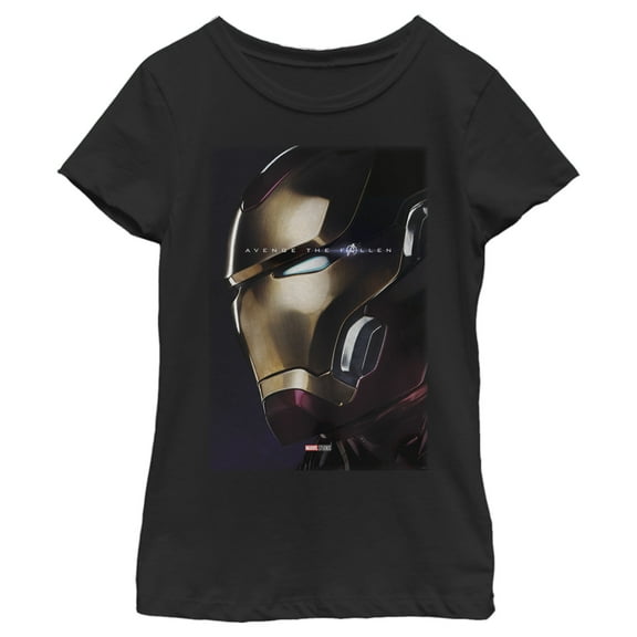 Girl's Marvel Avengers: Endgame Iron Man Avenge the Fallen Graphic Tee Black Large