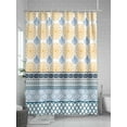 thumbnail image 5 of Boho Shower Curtain, Geometric Stripes Damask Bathroom Decor Curtains Set with Hooks, Yellow Blue Waterproof Fabric Home Accessories， 60 X 72 Inch Long, 5 of 6