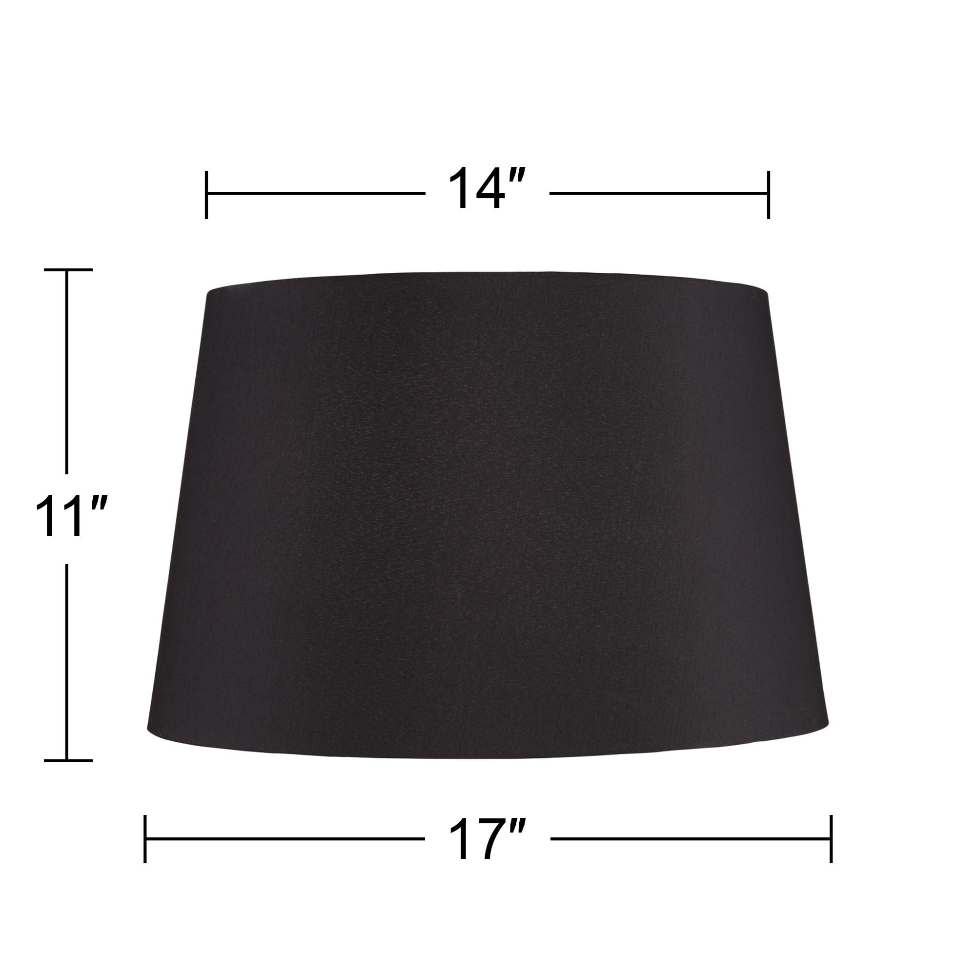 Springcrest Black Faux Silk Large Tapered Drum Lamp Shade 14" Top x 17" Bottom x 11" Slant x 11" High (Spider) Replacement with Harp and Finial