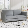 thumbnail image 3 of 74.27" Grey Loveseat Sofa, 2 Seater Couch, Mid Century Modern Small Space Sofa, Fabric Upholstery, Solid Wood Frame, Pocket Spring Seat for Apartment, Bedroom, Office, 3 of 9