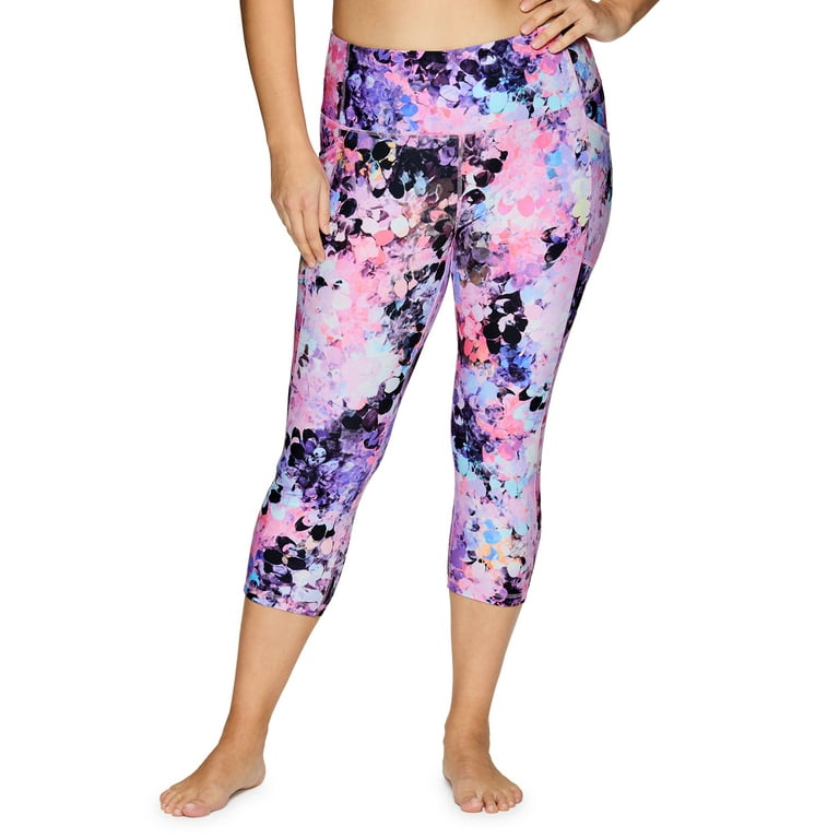 RBX Active Women's Plus Size Colorful Floral Print Capri Legging With  Pockets