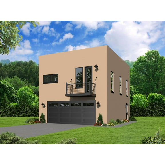 763-67: Contemporary Modern 2 Bed, 1 Bath Luxury Home Plan, 817 Sq Ft: Full Blueprints with License to Build by Home Plan Marketplace - Lesuto