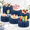Blue-6, variant on White 12-Piece Foldable Cardboard Buffet Risers Cake Display Stand Set