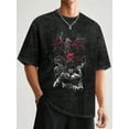thumbnail image 2 of Men's Dark Anime Skull Printed Vintage T-Shirt Graphic Tee Streetwear Style, 2 of 7