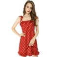 thumbnail image 1 of INSPIRE CHIC Vestido Mini de Tirantes con Volantes Impreso para Mujer L Lunares Rojos, 1 of 7
