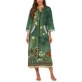 thumbnail image 3 of Ekouaer Women Zipper Robe 3/4 Sleeves Loungewear Dress Full Length Sleepwear Pockets Housecoat Nightgown Long Bathrobe, 3 of 5