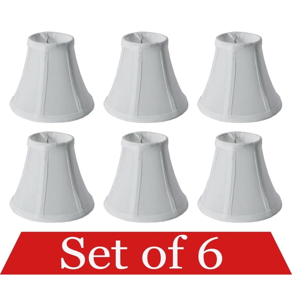 Set of 6 Clip On 5" Small Bell Candelabra Shades for Chandelier (White)
