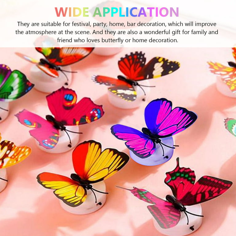 12Pcs 3D Butterfly Wall Stickers Led Light, Removable Decals, Cute Colorful  Luminous Butterflies Art Decor Murals For Kids Baby Boy Girl Bedroom