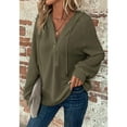 thumbnail image 4 of TITAKING Women's Casual Waffle Knit Hoodie, Long Sleeve, Pullover, Army Green M, 4 of 5