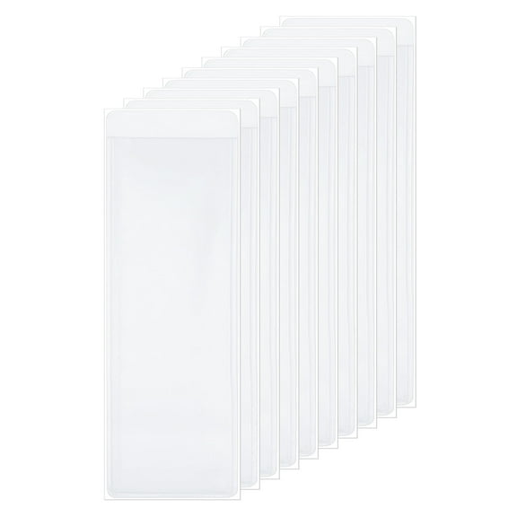 35 Pcs Self Adhesive Index Card Pockets with Top Open 1.2" x 3.5" Label Holder Card for Libraries Organizing, Transparent