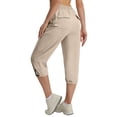 thumbnail image 4 of HKYNLAG Women's Cargo Capri Pants Lightweight Quick Dry Jogger Pants Hiking Travel Summer Pants for Outdoor with Pockets Khaki L, 4 of 6