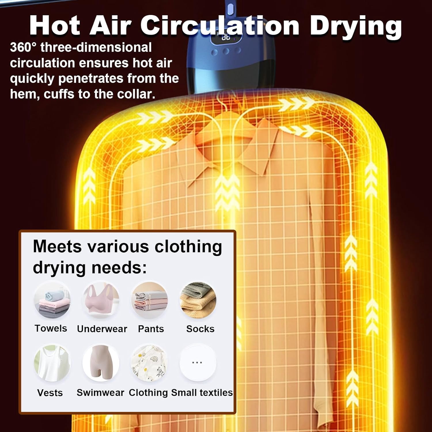 Portable Clothes Dryer, Mini Foldable Electric Laundry Drying Machine, Space-Saving, Compact Drying Solution, Efficient Home Travel Drying, Auto Shutoff