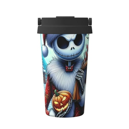 

Horeoi The Nightmare Before Christmas Print Coffee Travel Mug Spill Proof Leak Proof Insulated Coffee Mug with Lid Best Coffee to Go Cups Reusable Small Coffee Thermos No Handle