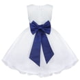 thumbnail image 3 of Manyakai Kids Girls Elegant Satin Flower Dress A-Line Sleeveless Layered Princess Pageant Prom Gown Navy Blue 5, 3 of 7