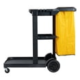 thumbnail image 6 of Clean Tek Professional Black 3-Shelf Janitor Cart - 18 gal Bag, Lid - 44" x 18 1/2" x 39" - 1 count box, 6 of 10