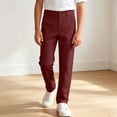 thumbnail image 2 of mihongmao Khaki Pants For Girls Chino Skinny Twill Children's Suits Elastic Waist Performance School Uniform Trousers Wine 7 Years, 2 of 3