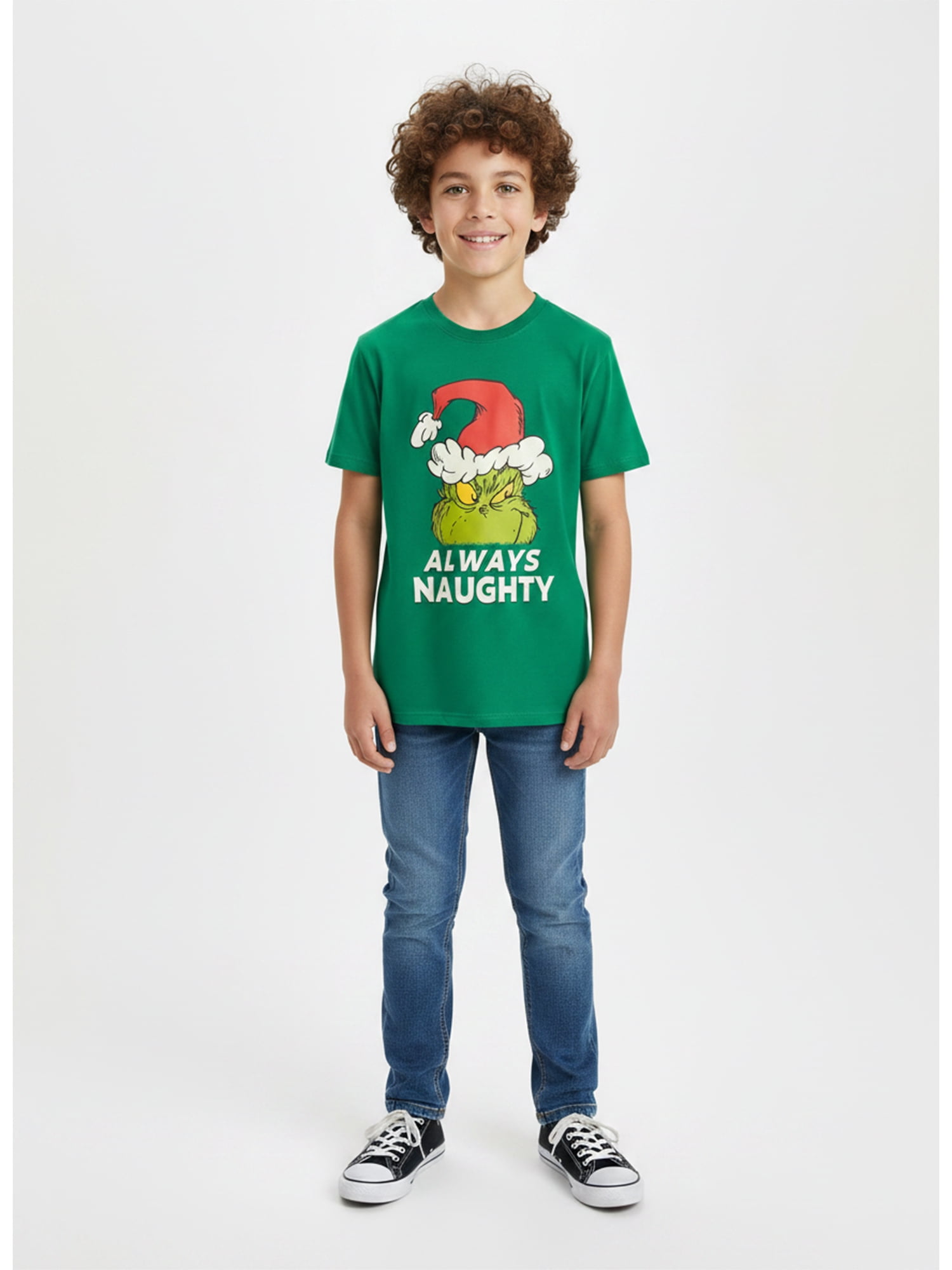 Dr. Seuss’ The Grinch, Boys' Graphic Tee with Short Sleeves, Always Naughty, Sizes XS-XXL