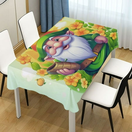 

Ryvnso Gnomes and Floral Rectangle Table Cloth Tablecover Dinning Tablecloth 60 x120