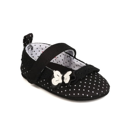 

New Girl Aadi-058 Canvas Polka Dot Mary Jane Hook and Loop Ballet Flat