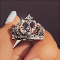 LOLIPPYY Beautiful Alloy Crown Heart Ring for Women Perfect for Daily Wear or Special Occasions 9.5mm
