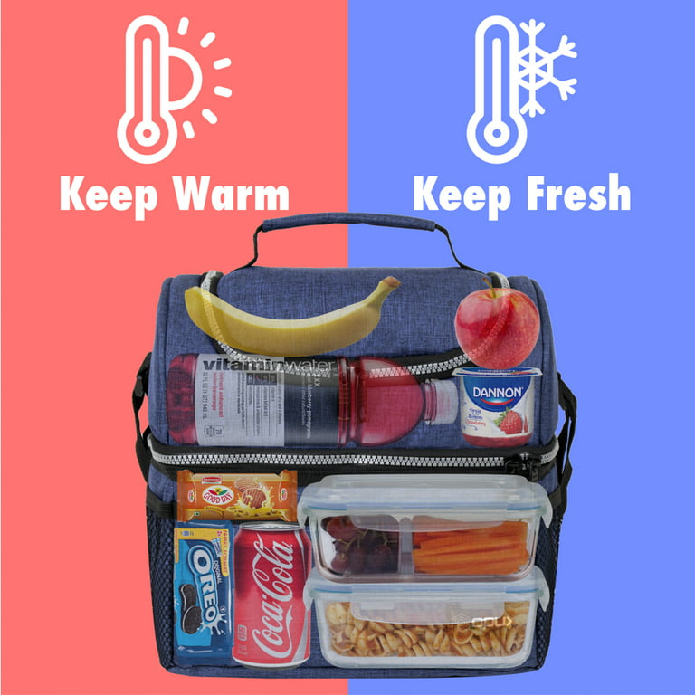 Double Deck Insulated Leakproof Lunch Bag Adult Kids Lunch Box for