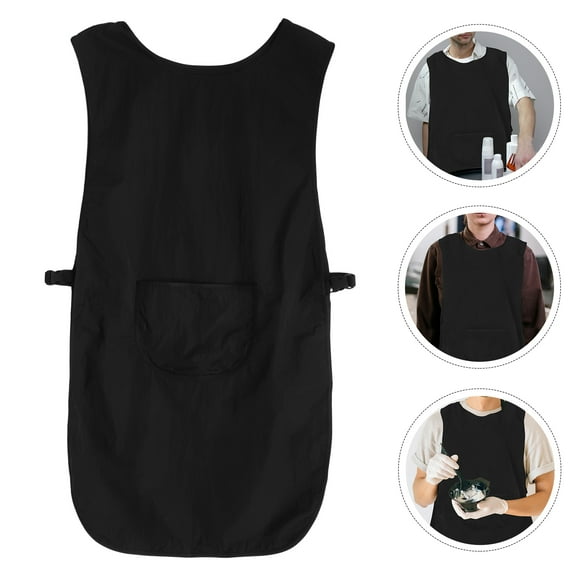 Hair Stylist Workwear Salon Jacket Barber Vest Sleeveless Apron with Pockets Hairdresser Smock Unisex Hairdresser Cape Black Hairdressing Vest