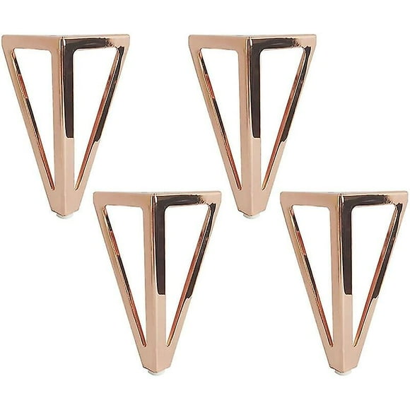 4x Pink Triangular Metal Table Legs 15cm Modern Style Furniture Legs for Cabinets Sofas Bed