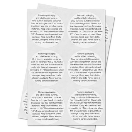 Container Candle Warning Labels (CANDLE Warning Stickers Jar Container Labels (White Black / 1.5