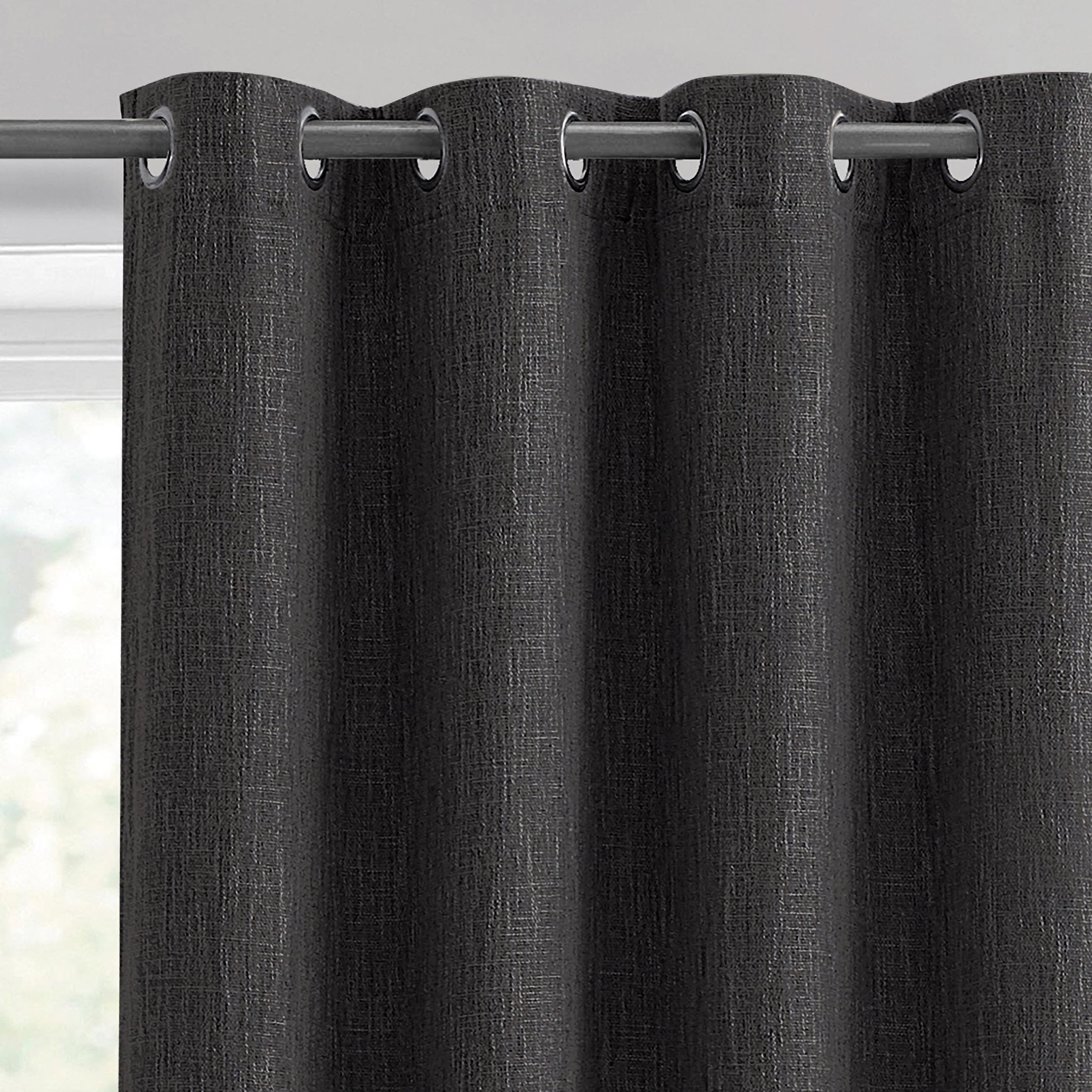 Better Homes & Gardens Woven Textured Grommet Blackout Curtain Panel, 1-Piece, Black 50" W x 63" L