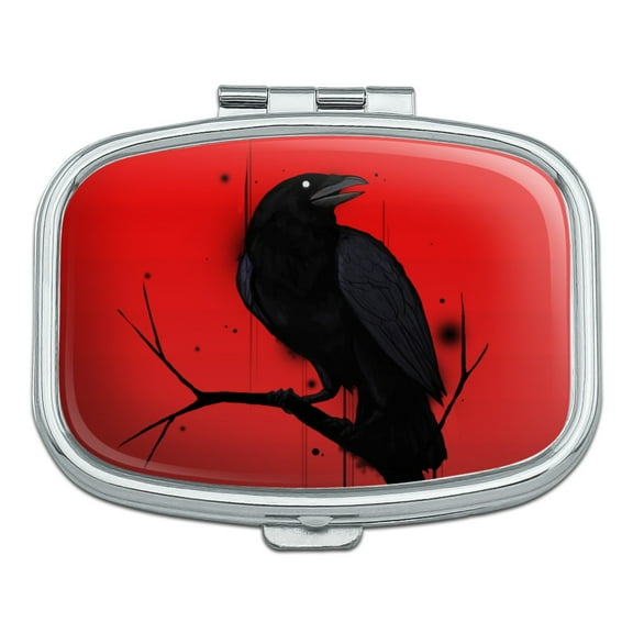 Crow on Branch Rectangle Pill Case Trinket Gift Box