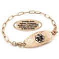 thumbnail image 1 of MedicEngraved Rose Gold Stainless Steel Custom Medical Alert Bracelet - 4mm Paperclip Link, 1 of 7