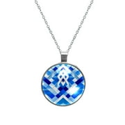Flag of Israel Elegant Glass Design Womens Necklace Circle Pendant