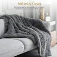 thumbnail image 4 of Faux Fur Weighted Blanket Queen Size 15 lbs, Luxury Elegant Long Fur Weighted Blanket Throw for Bed Sofa, Super Soft Warm Sherpa Reverse Heavy Blanket - 60"×80", Modern Grey, 4 of 6