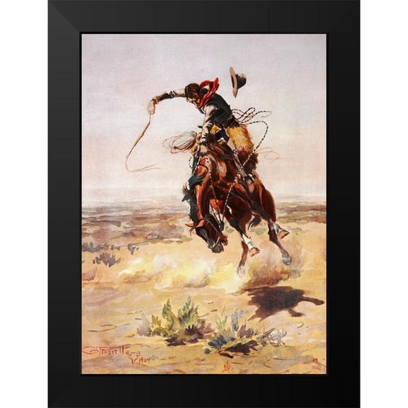 Russell, Charles Marion 11x14 Black Modern Framed Museum Art Print Titled - A Bad Hoss