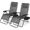 thumbnail image 2 of TLSUNNY Zero Gravity Chair Set of 2, Adjustable Back & Footrest Folding Recliners, with Cup Holder Tray for Patio, Yard, Pool, 2 of 9