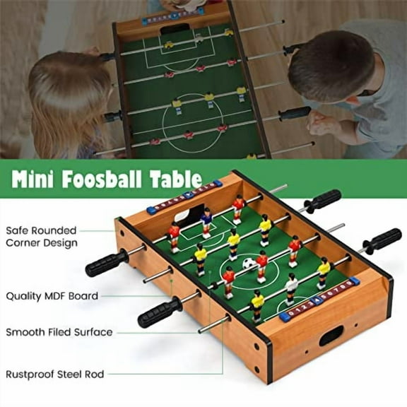 RELAX4LIFE Mini Foosball Table, 20 Inch Wooden Soccer Table for Kids & Adults, Recreational Hand Soccer for Game Room, Family Night, Portable Indoor Tabletop Soccer Game Set