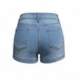 thumbnail image 6 of Dvprdro Womens Solid High Waist Denim Shorts Elastic Waist with Pockets Loose Fit Summer Jean Shorts, 6 of 8