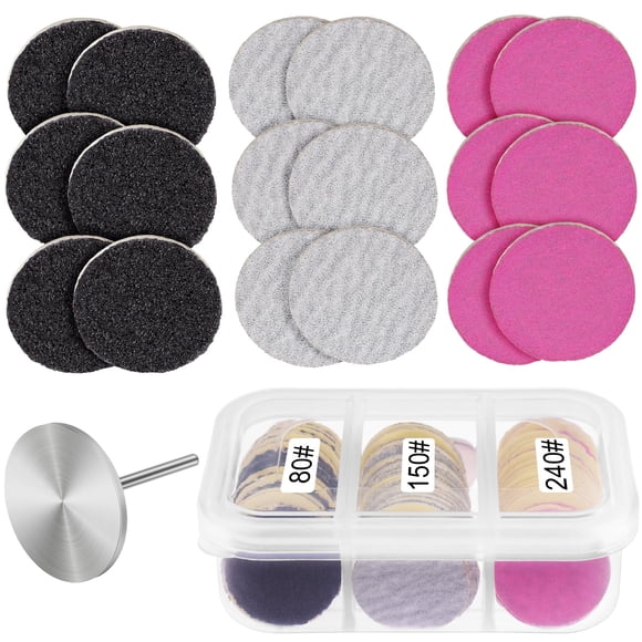 Rolybag Discos de papel de lija y broca de metal para uñas, disco de pedicura de 25 mm, repuesto de discos de lijado, brocas para taladro de uñas, limas para pies, removedor eléctrico de callos de pie