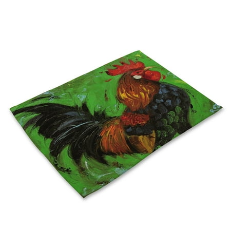

Wanwan Rooster Color Oil Painting Style Dining Table Heat Insulation Mat Placemat Decor