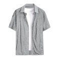 thumbnail image 4 of Tisuna Mens Sequin Shirts Short Sleeve Button Down Fashion Summer T-Shirts Mens Classic Collared Casual Shirts For Festival Party Silver Size S, 4 of 5