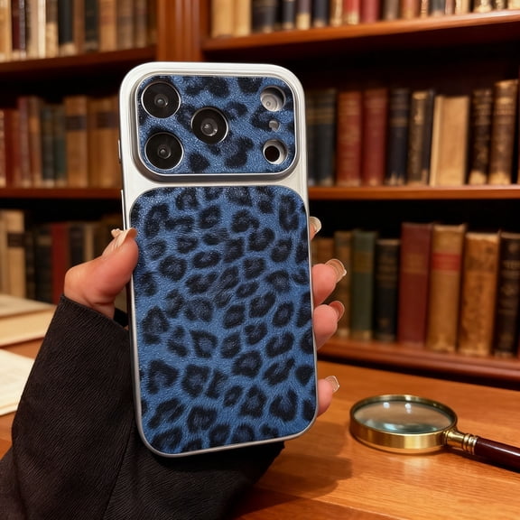 for iPhone 14 Phone Case, Fashion Bling Leopard Pattern Design Case, Slim Lightweight TPU Bumper Shockproof Anti-Scratch Protective Phone Cover for iPhone 14 Women Girls, Blue