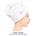 thumbnail image 5 of American Soft Linen 100% Cotton Turkish Hair Drying Towels, 2 Piece Quick Drying Hair Turban Towel Wrap, White, 5 of 6