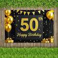 thumbnail image 5 of Black Background Glittery Golden 50th Happy Birthday Banner Party Supplies Backdrop Decorations for Photography Props Birthday Party Celebrations, 5 of 8