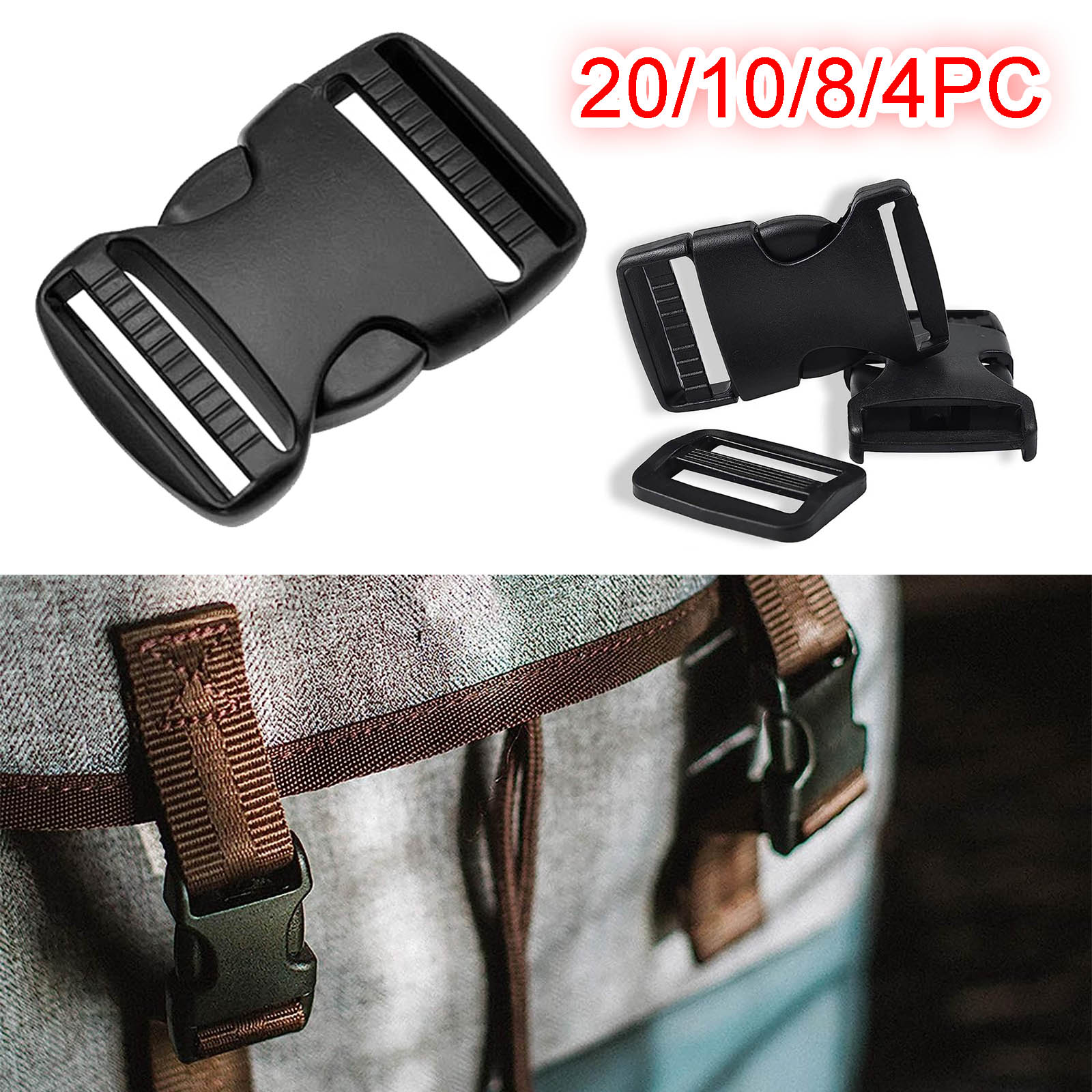 Plastic Side Release Buckles and TriGlide Strap Slider, Buckles Clips