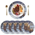 thumbnail image 5 of Ryvnso Highland Cattle Christmas Round Plate Mats Dining Table Placemat Set of 4 for Holiday Decoration, 5 of 7
